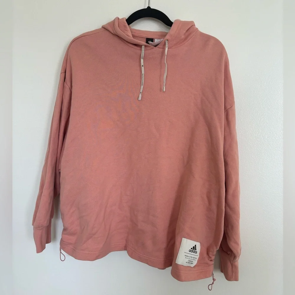 Adidas Light Pink Hoodie Three Stripe Life Japanese Logo - Picture 1 of 5